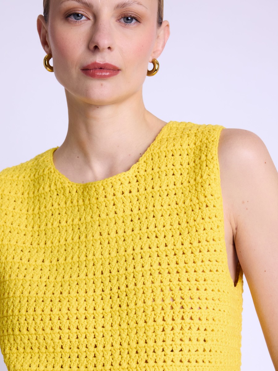 Berenice - Top jaune en crochet