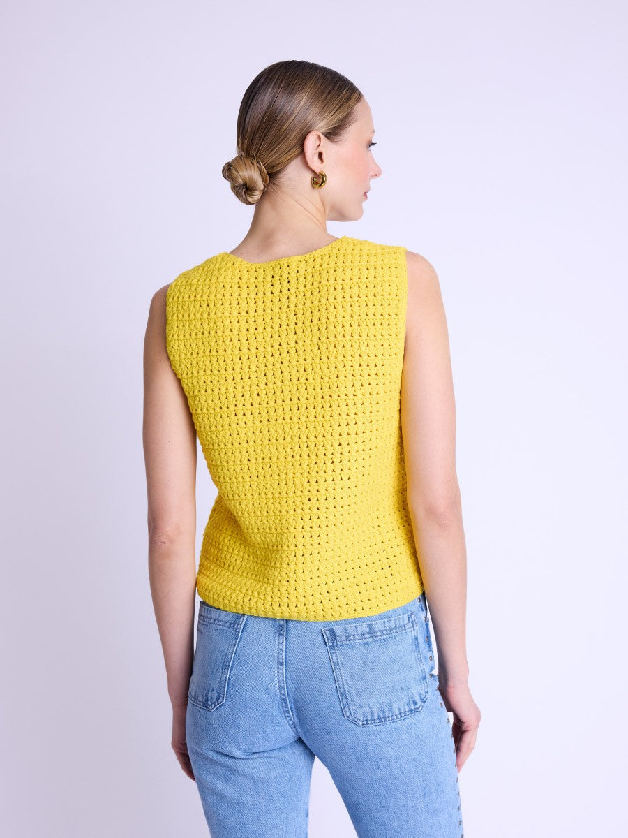 Berenice - Top jaune en crochet