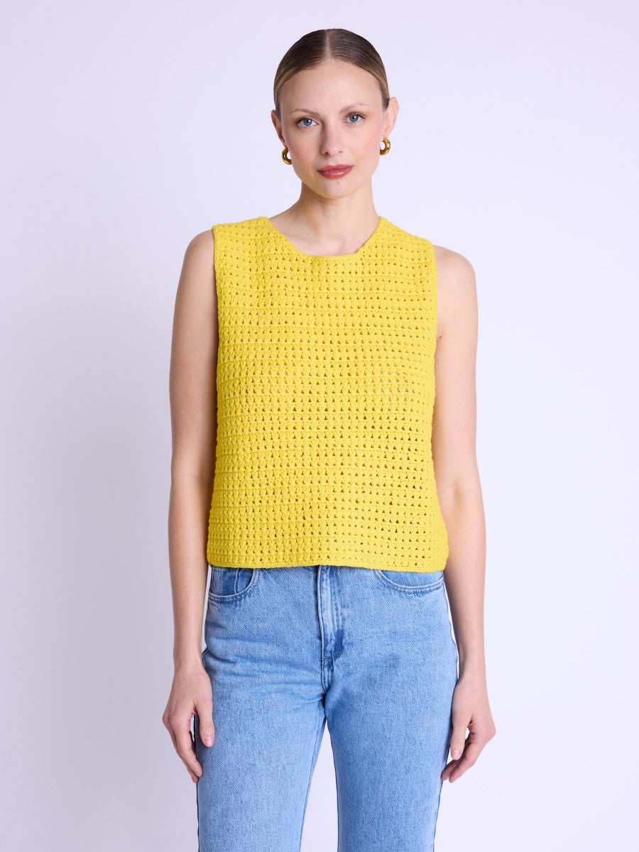 Berenice - Top jaune en crochet