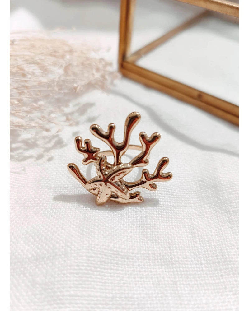 Bague corail doré