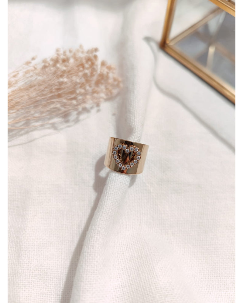 Bague Nora coeur strass doré