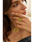 Bague pastille martelée doré