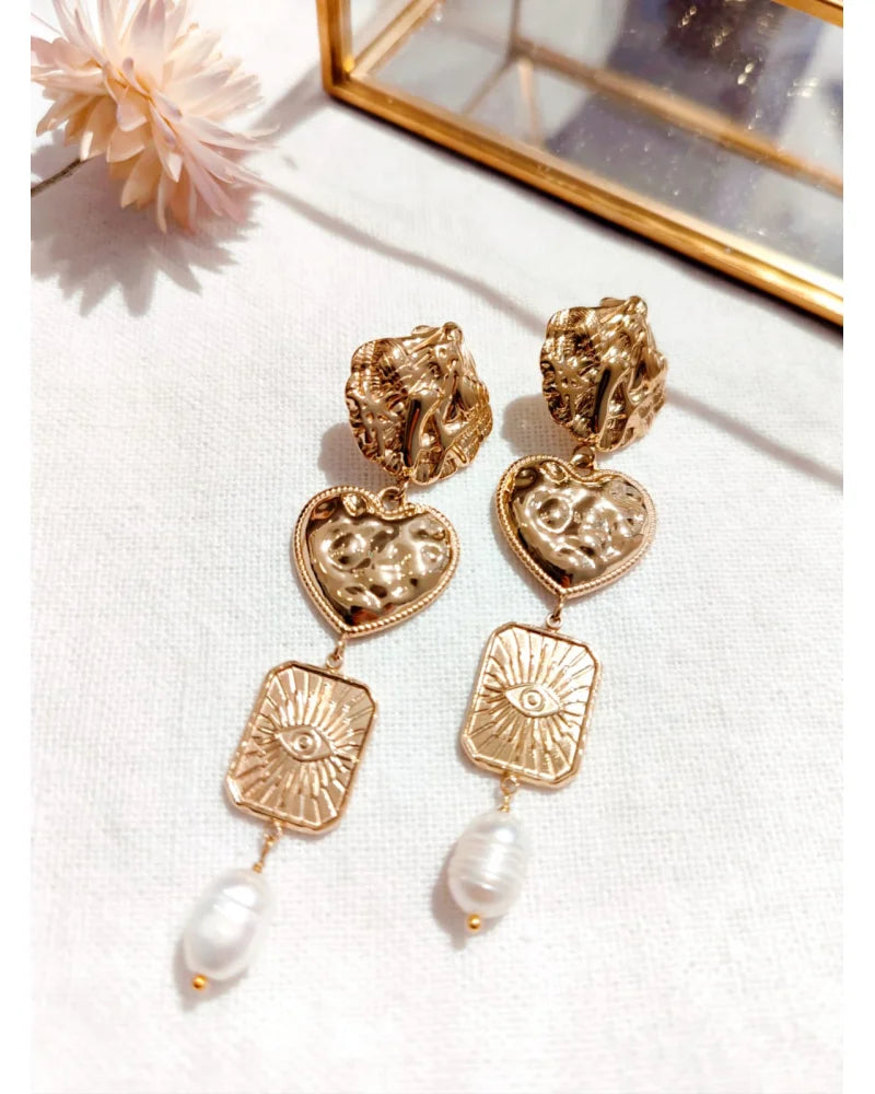 Boucle d'oreille coeur dorée