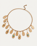 Collier breloques bleu doré