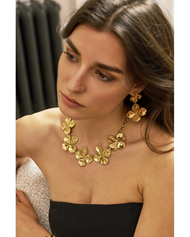 Collier fleur doré