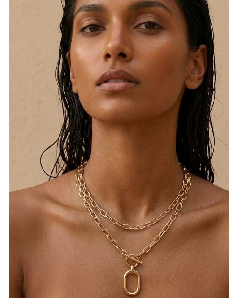Collier maille double doré