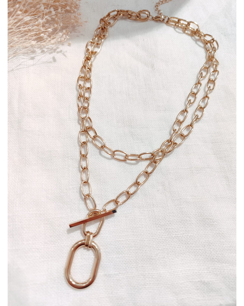 Collier maille double doré
