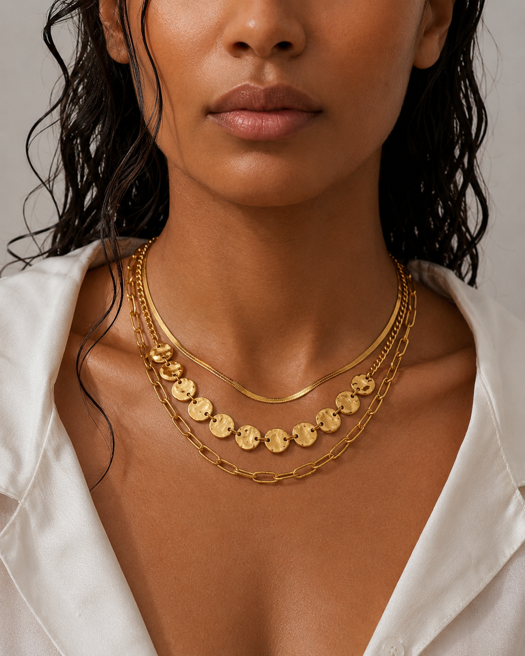 Collier Clothilde multirangs doré
