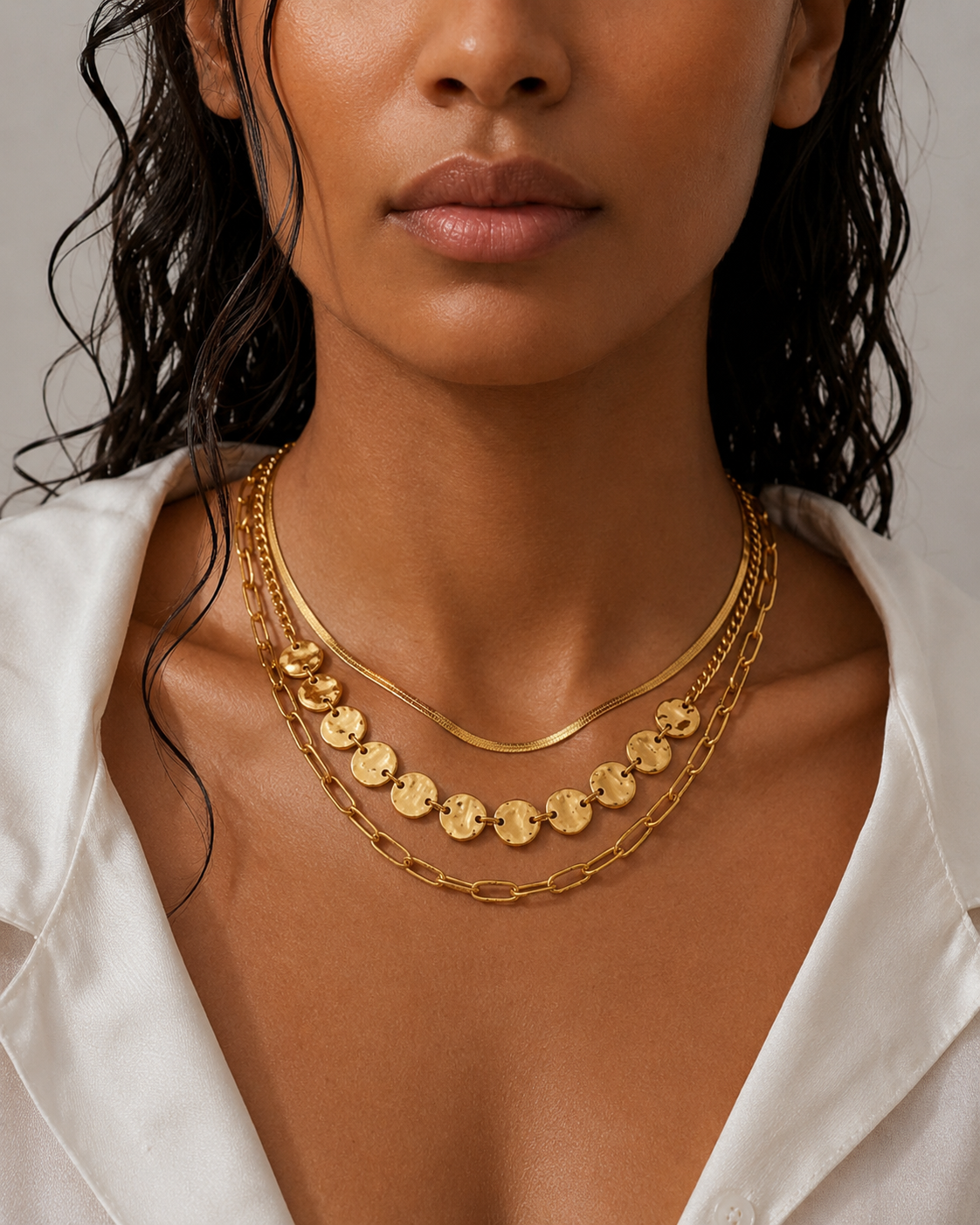 Collier Clothilde multirangs doré