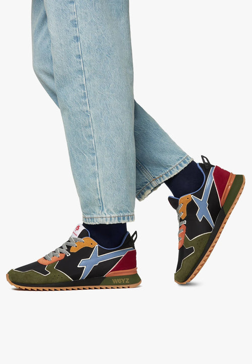 - JET-M. SUEDE/NYLON+SPOILER MILITARE-BLACK