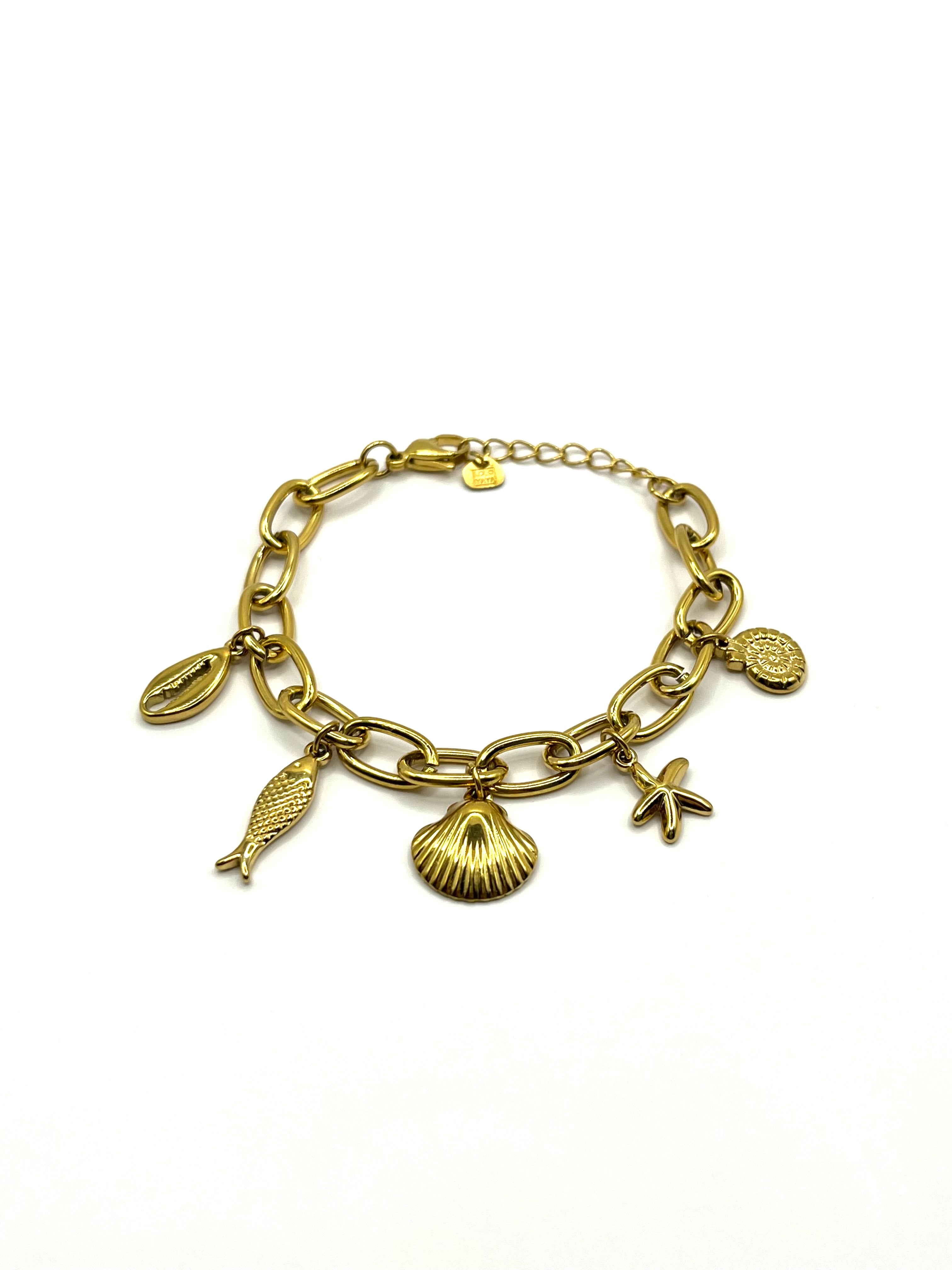 Bracelet grosse maille coquillage poisson étoile