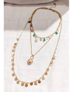 collier triple rang breloques doré