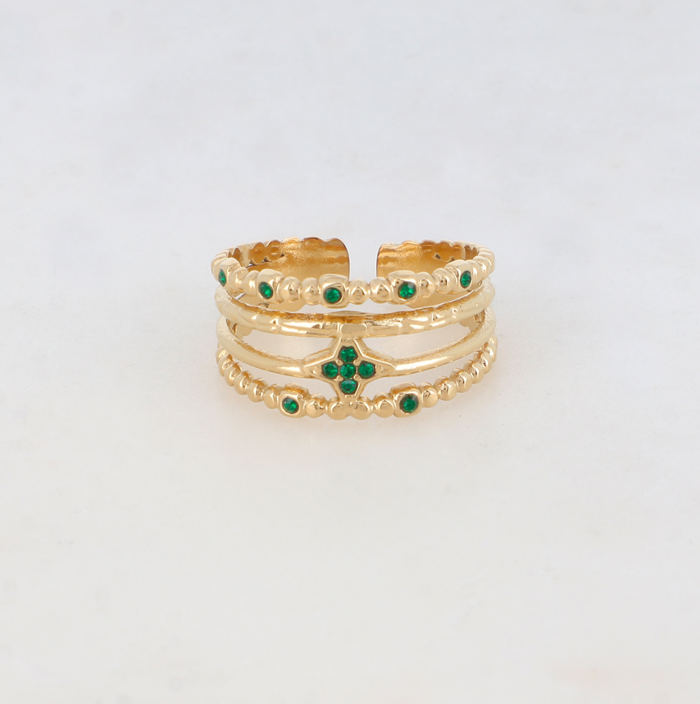 BAGUE 4 RANGS AVEC ÉTOILE ET STRASS