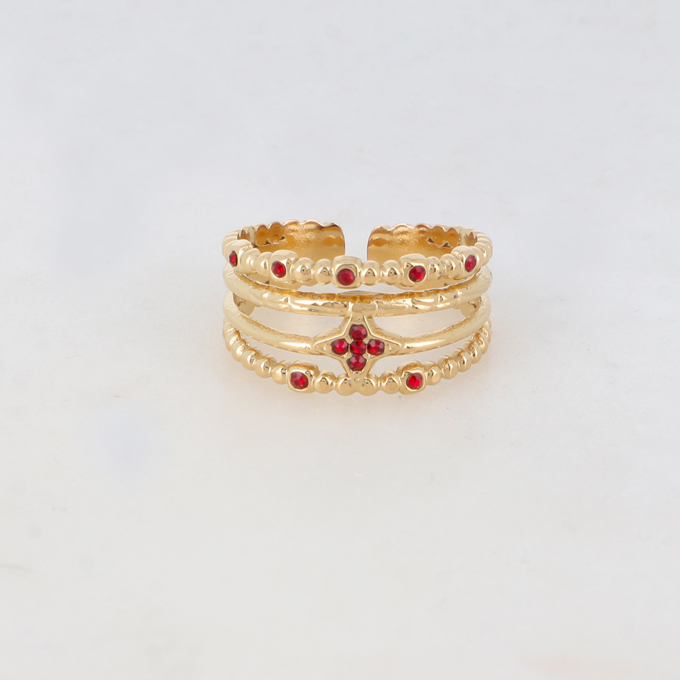 BAGUE 4 RANGS AVEC ÉTOILE ET STRASS