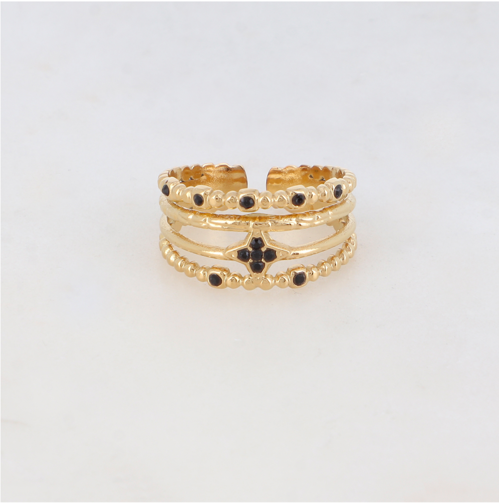 BAGUE 4 RANGS AVEC ÉTOILE ET STRASS