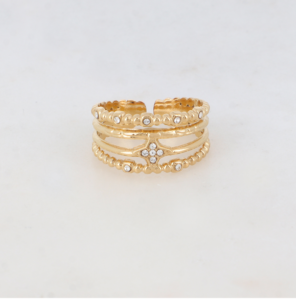 BAGUE 4 RANGS AVEC ÉTOILE ET STRASS