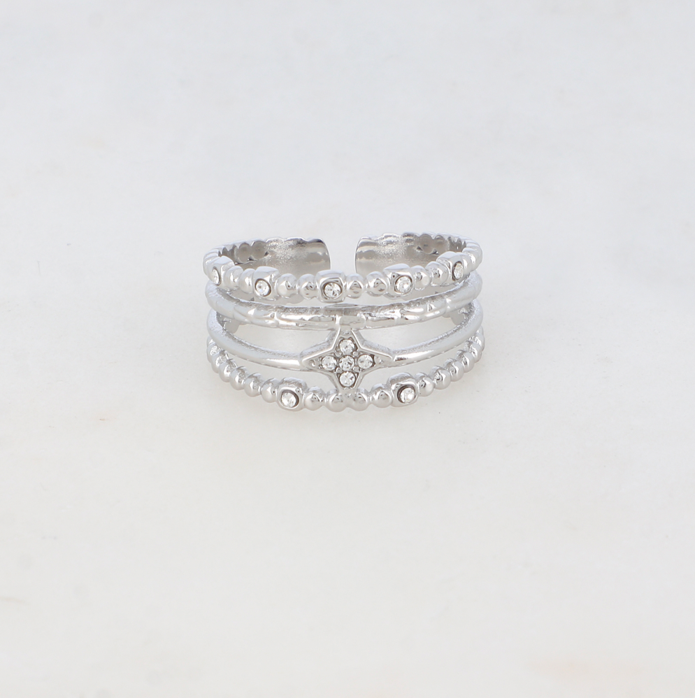 BAGUE 4 RANGS AVEC ÉTOILE ET STRASS