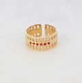 Bague en forme graphique et géométrique avec 6 strass noirs