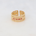 Bague en forme graphique et géométrique avec 6 strass noirs
