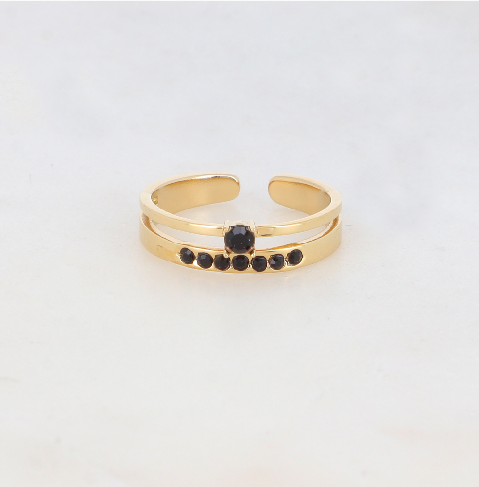 BAGUE 2 RANGS AVEC 8 STRASS