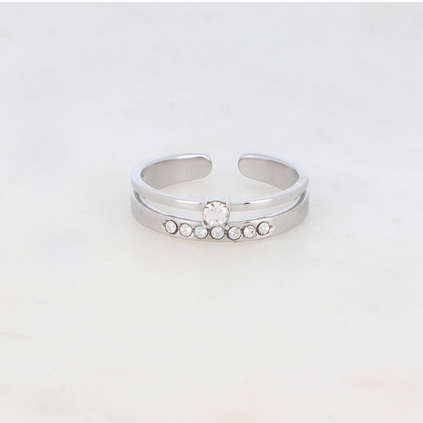 BAGUE 2 RANGS AVEC 8 STRASS