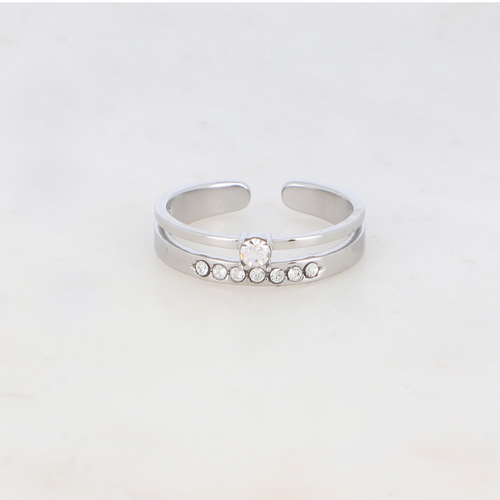 BAGUE 2 RANGS AVEC 8 STRASS