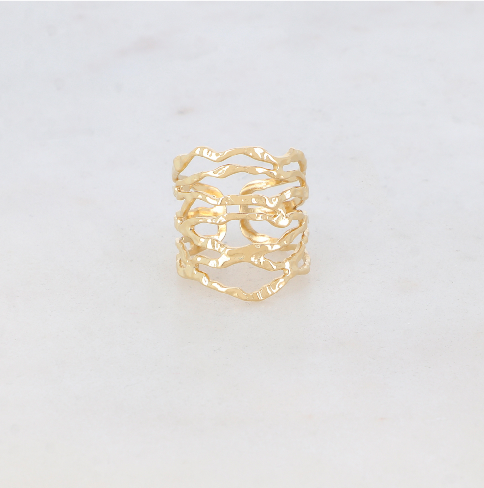 BAGUE 7 RANGS AUX MOTIFS GRAPHIQUES