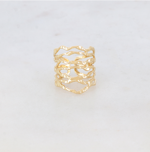 BAGUE 7 RANGS AUX MOTIFS GRAPHIQUES