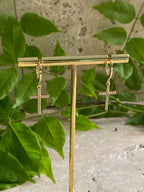 Mini créole croix all strass - gold filed - vendue à l'unité