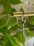 Mini créole croix all strass - gold filed - vendue à l'unité