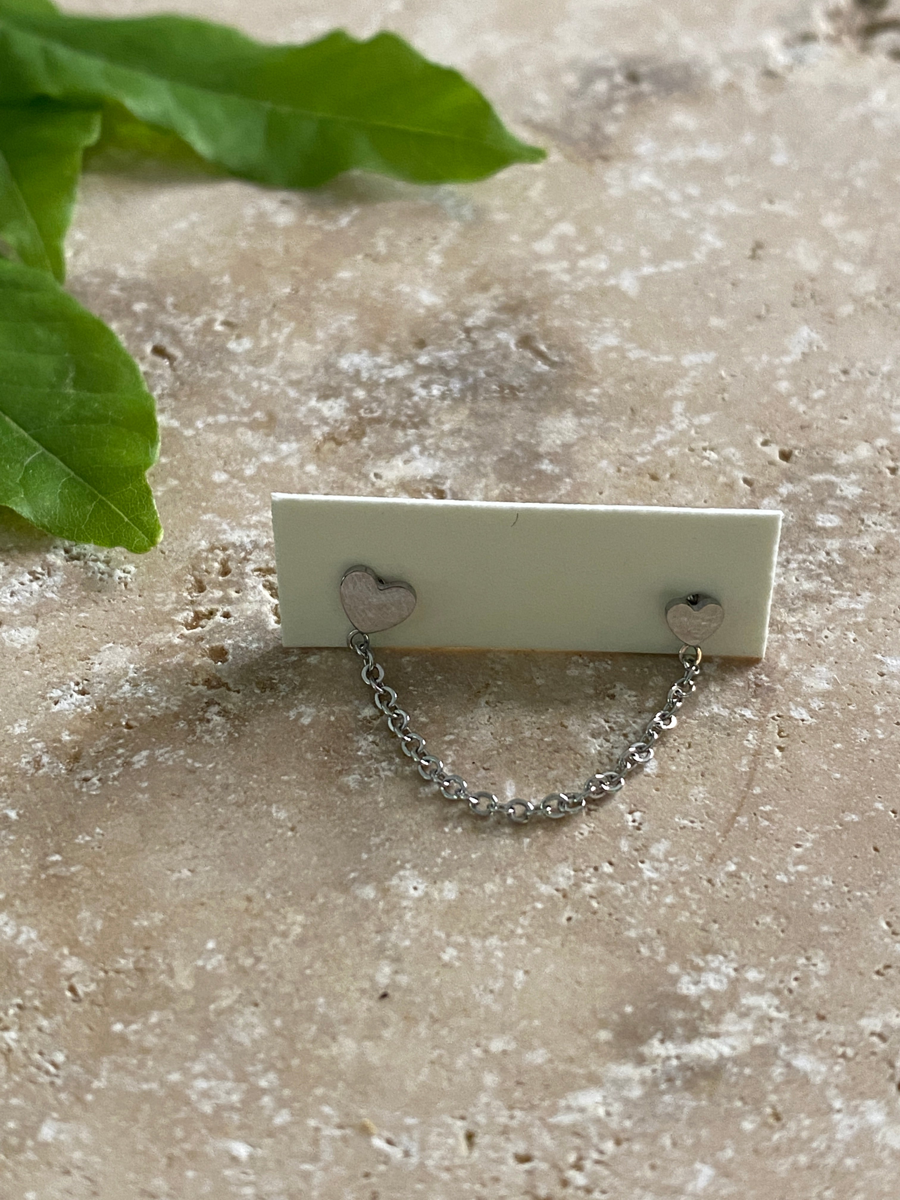 Bijou d'oreille double coeurs Argent