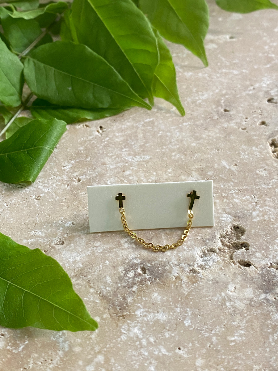 Bijou d'oreille double croix
