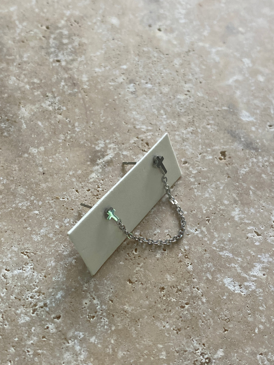 Bijou d'oreille double croix