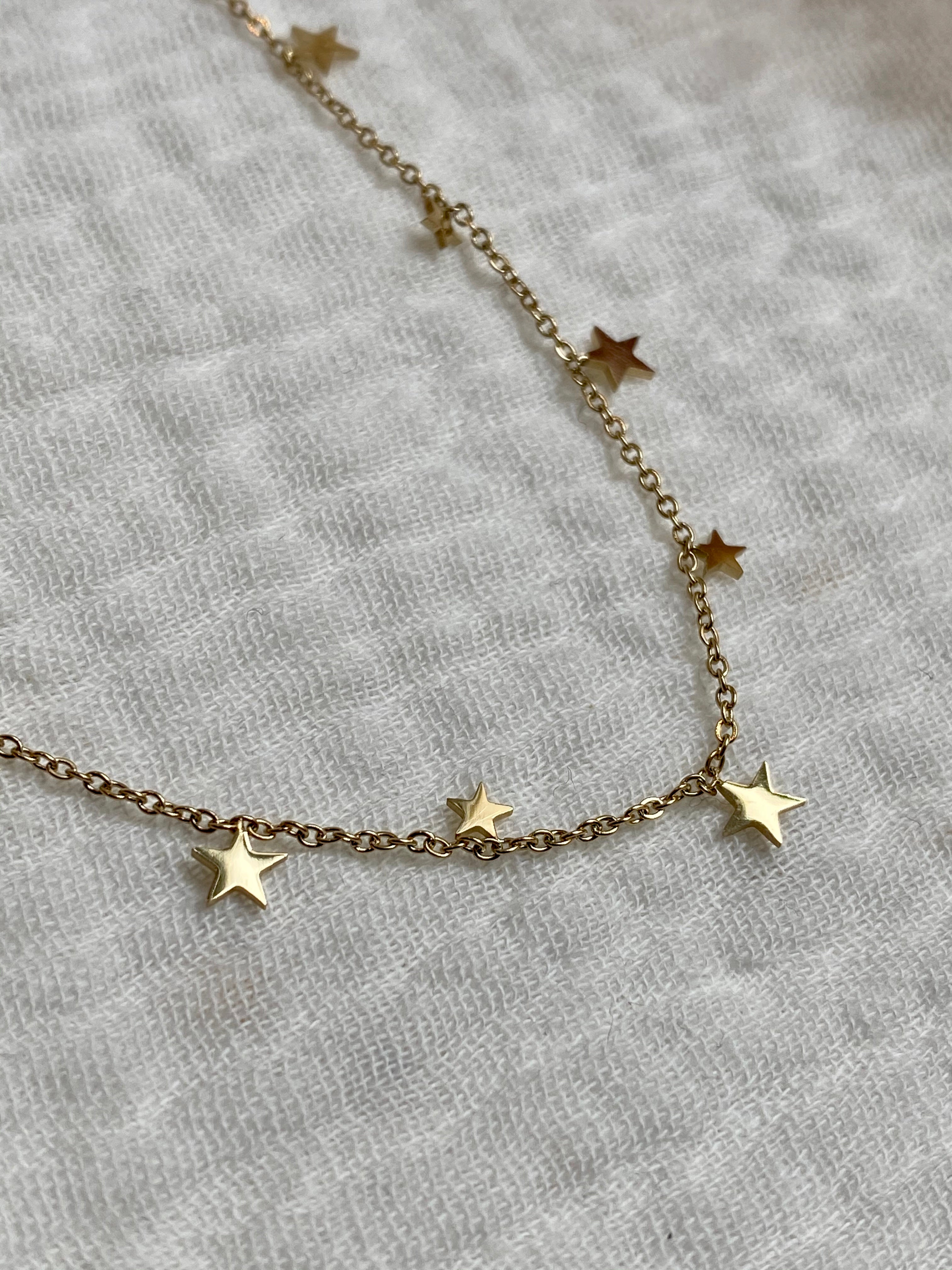 Collier fin, acier inoxydable, minis étoiles