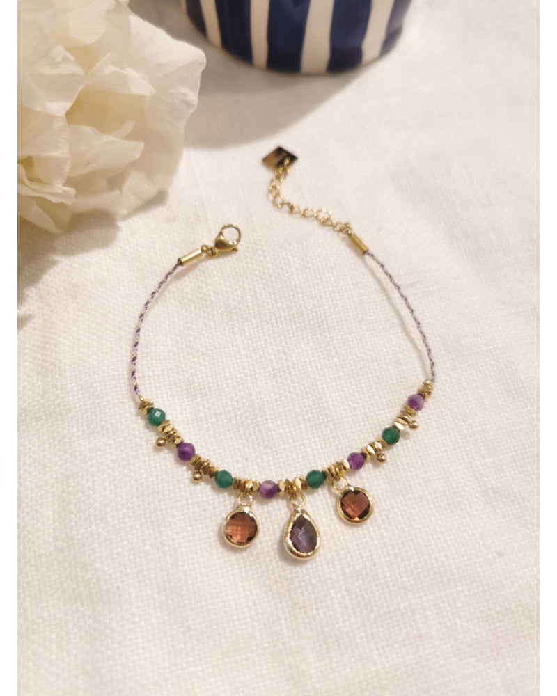 bracelet cordon pampilles cristal