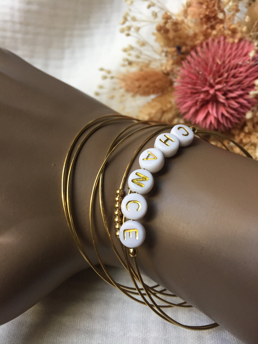 Semainier fin acier doré (7 bracelets), CHANCE
