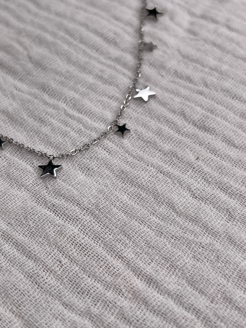 Collier fin, acier inoxydable, minis étoiles
