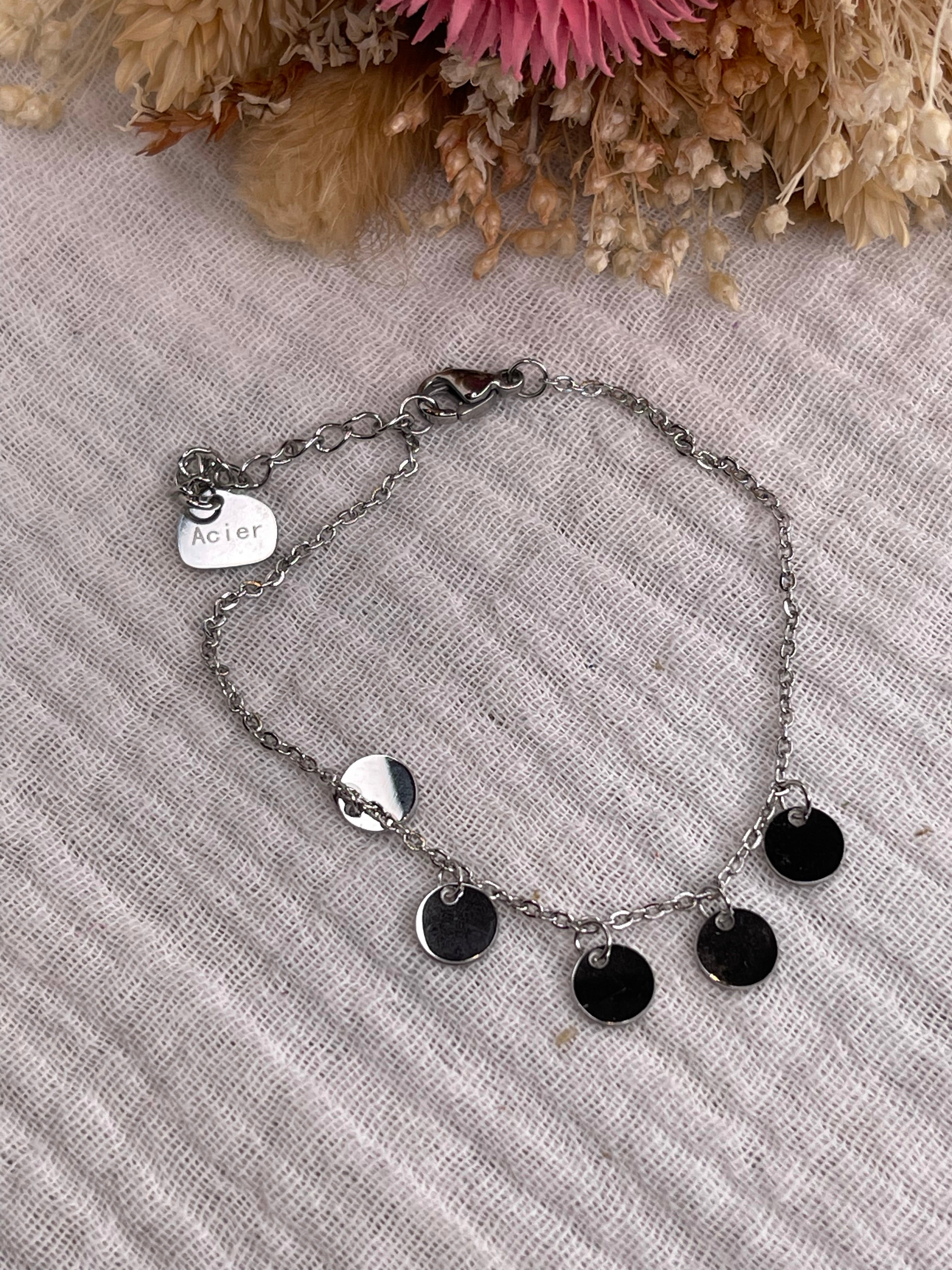 Bracelet acier inoxydable, 5 médailles