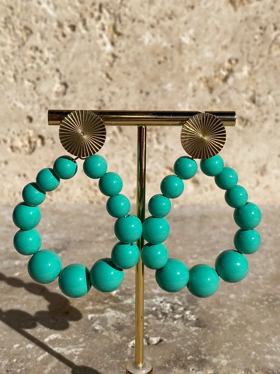 Boucles d’oreille Bubble, doré et perles de couleur