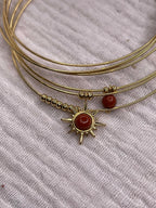 Semainier fin acier doré (7 bracelets), soleil et pierres