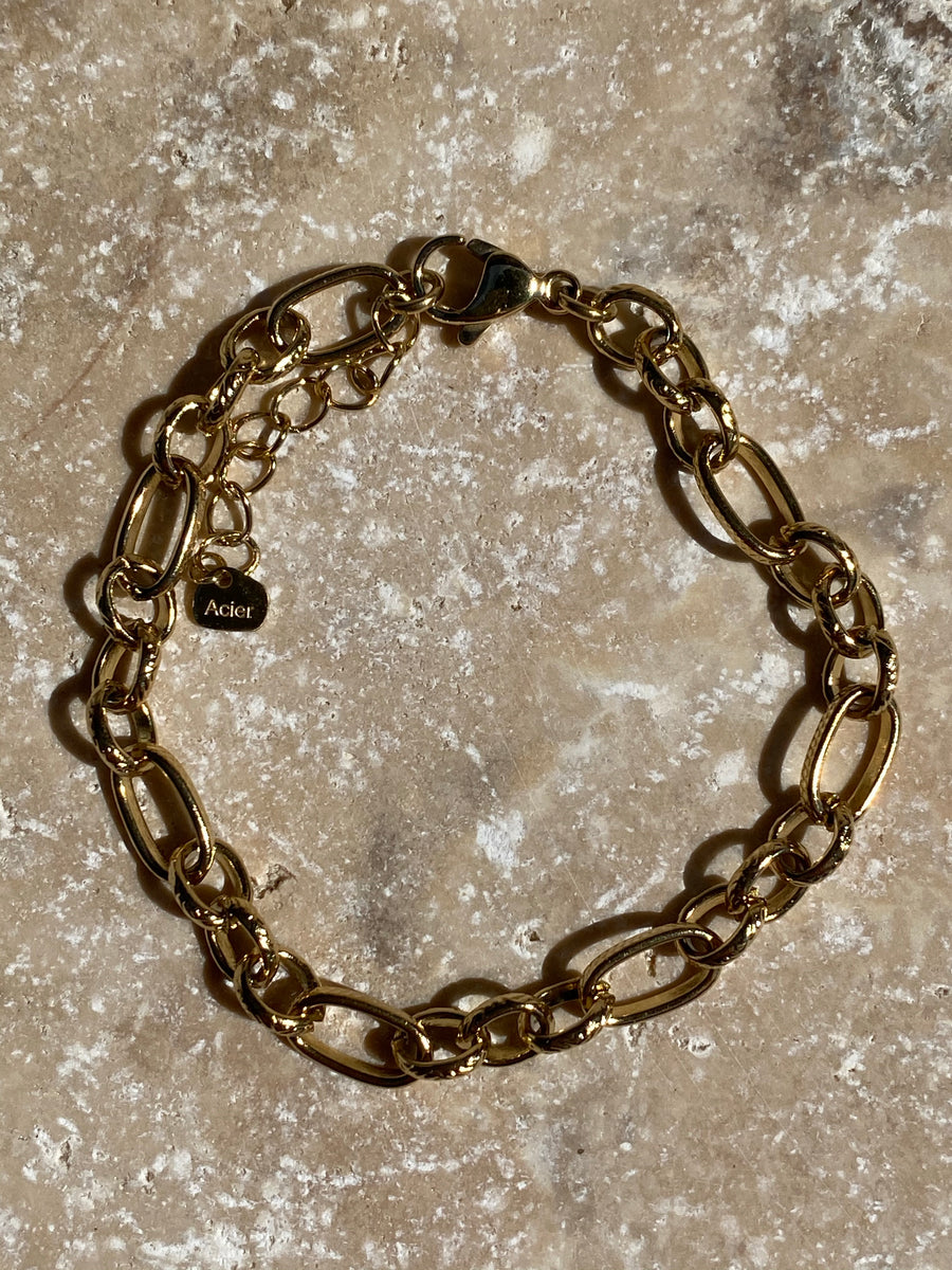 Bracelet, acier inoxydable, big maille Juliette