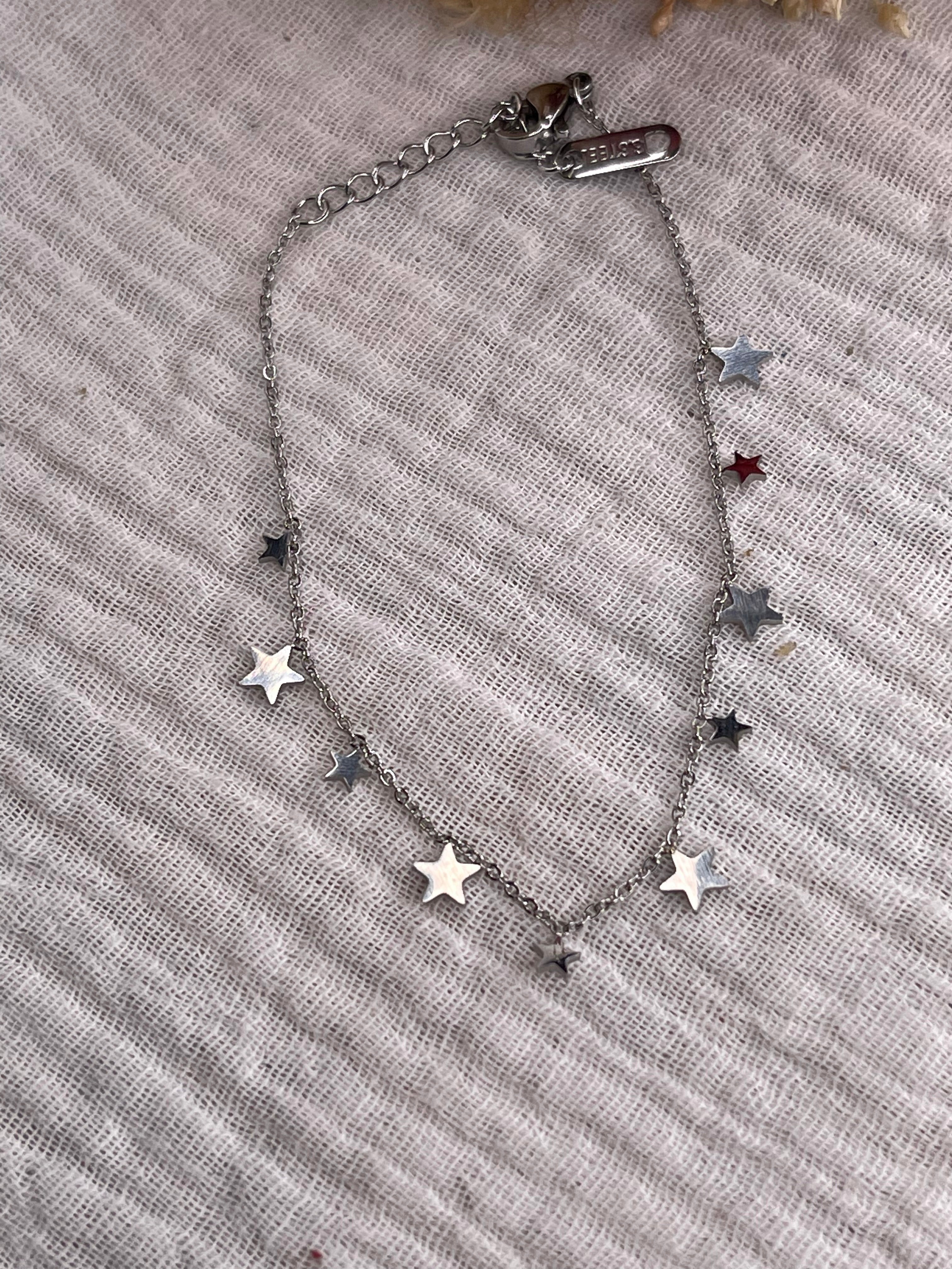 Bracelet acier inoxydable, mini étoiles