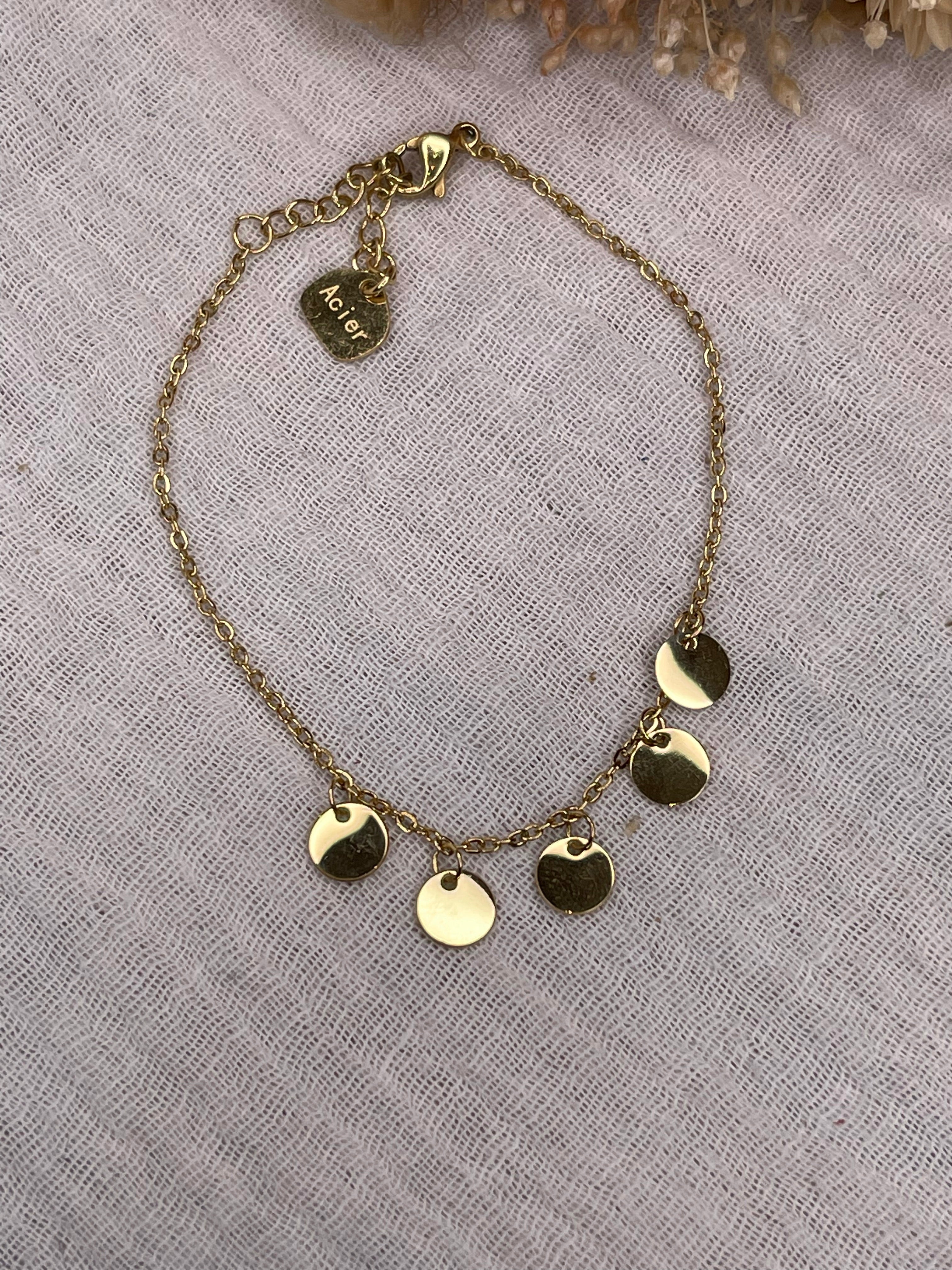 Bracelet acier inoxydable, 5 médailles
