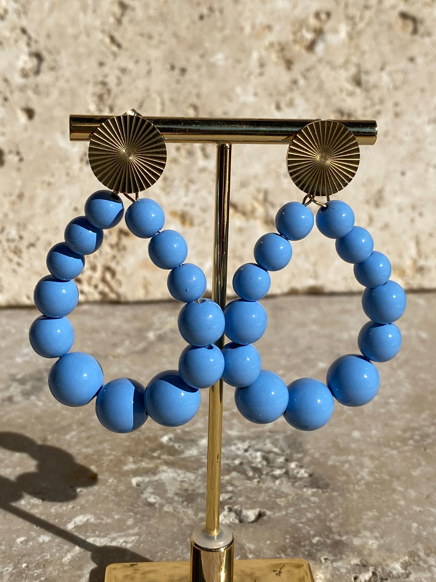 Boucles d’oreille Bubble, doré et perles de couleur