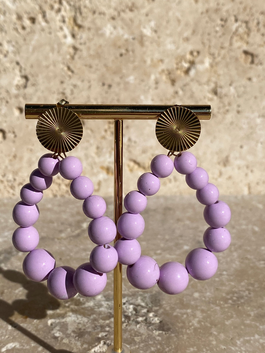 Boucles d’oreille Bubble, doré et perles de couleur