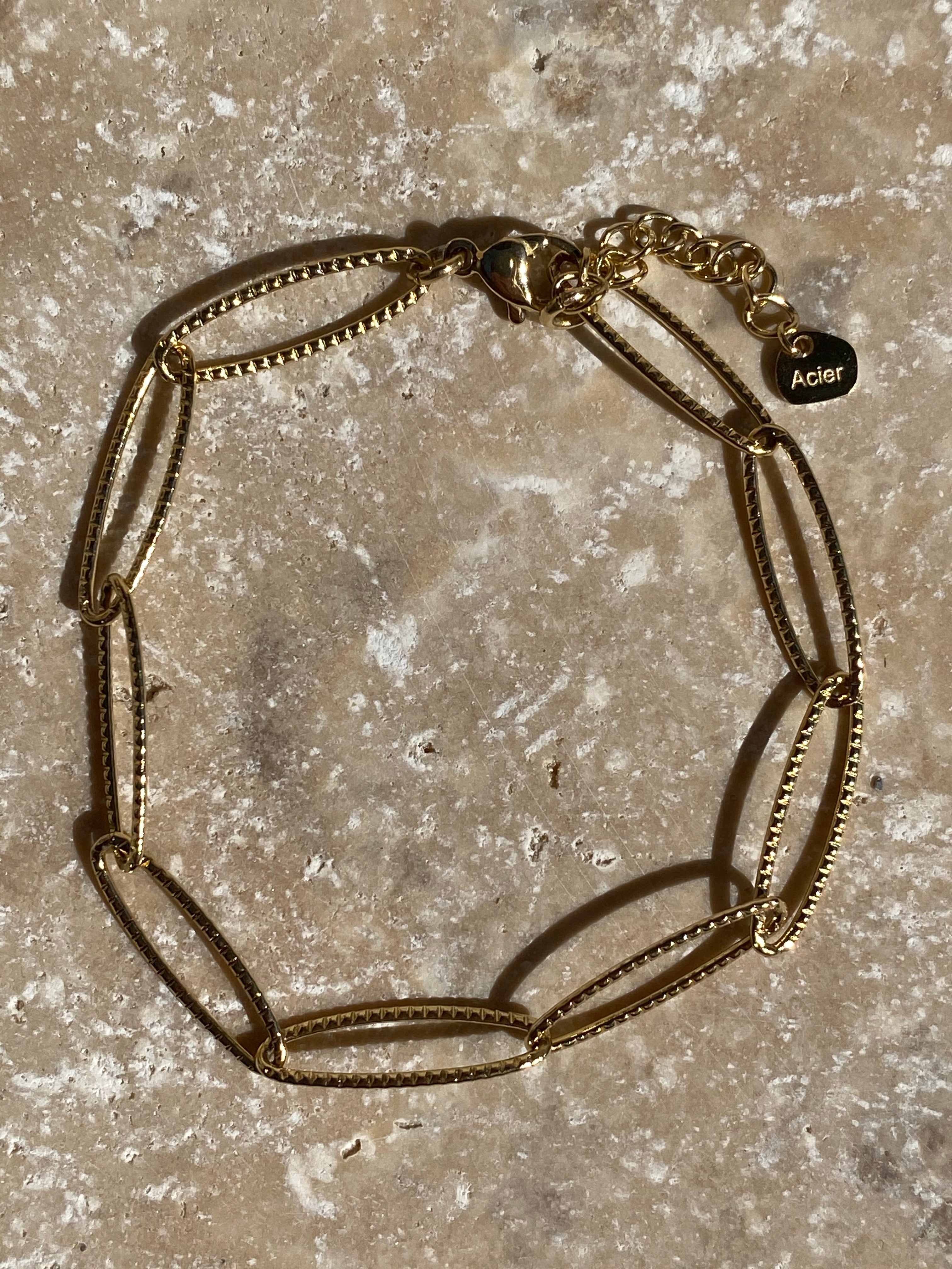 Bracelet, acier inoxydable, big maille Aurélie