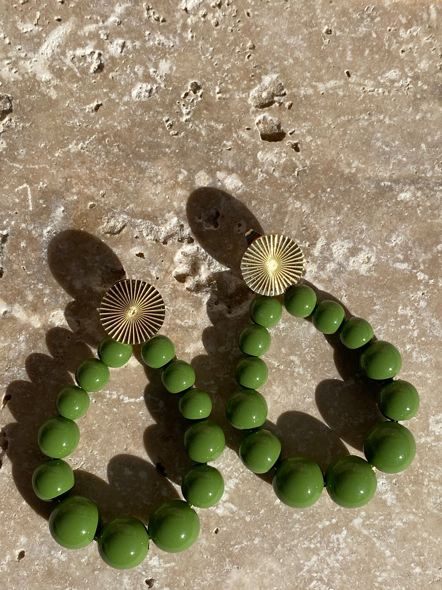 Boucles d’oreille Bubble, doré et perles de couleur