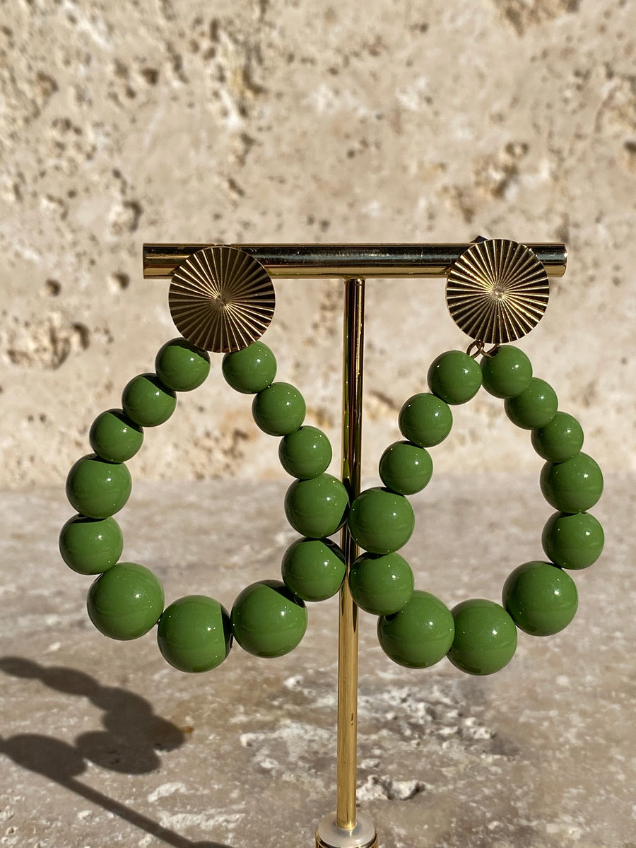 Boucles d’oreille Bubble, doré et perles de couleur