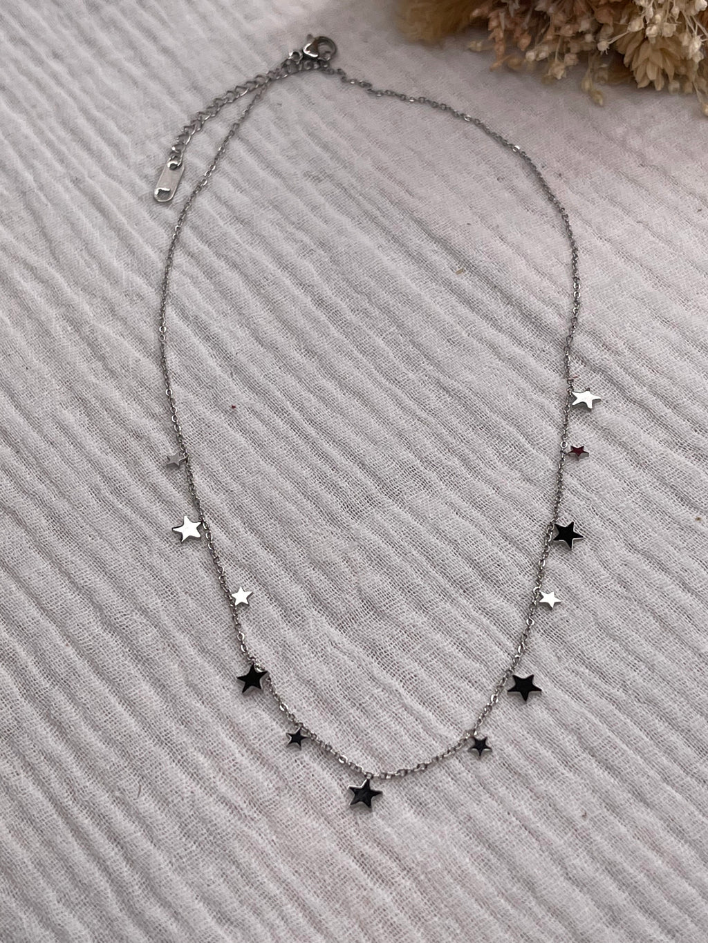 Collier fin, acier inoxydable, minis étoiles