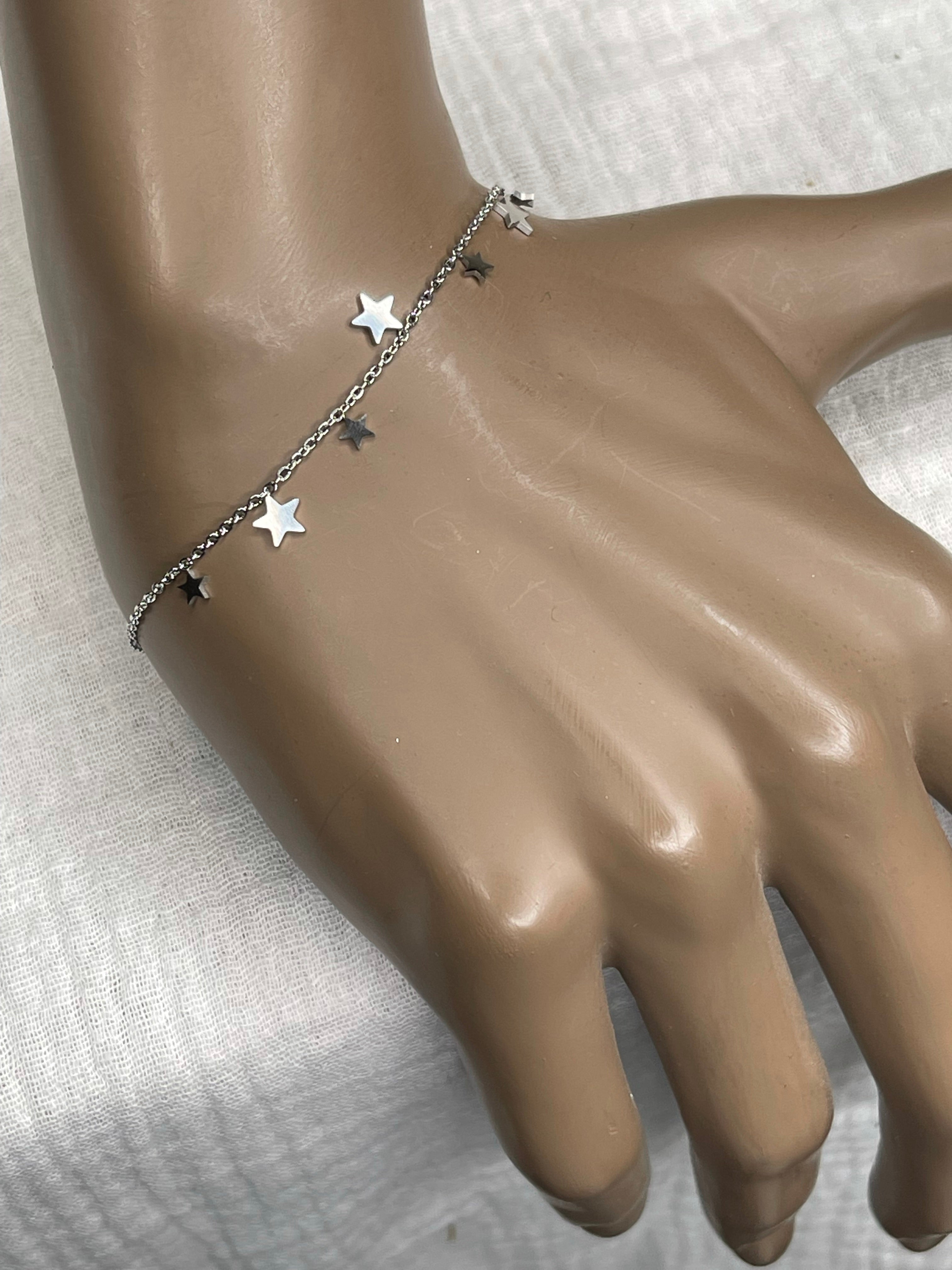 Bracelet acier inoxydable, mini étoiles